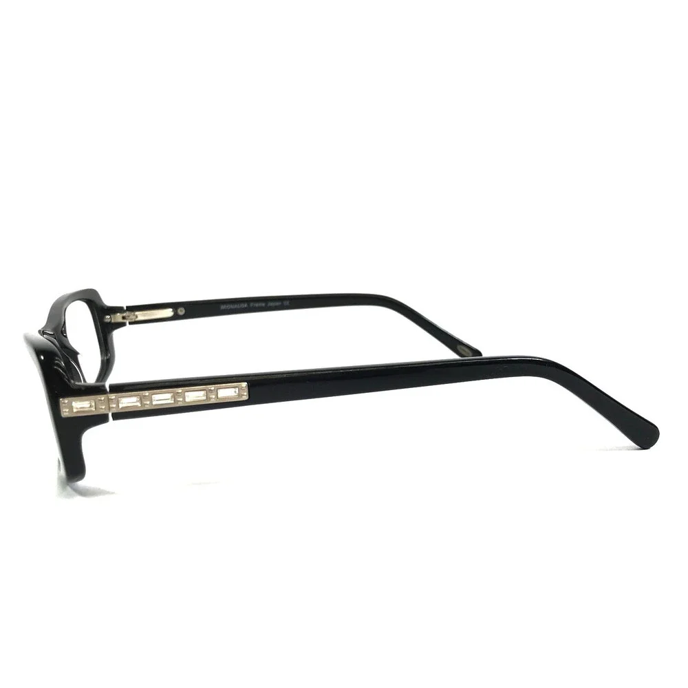 Monalisa Eyeglasses Frames M8872 C1 Shiny Black Rectangle Crystals 53-17-135